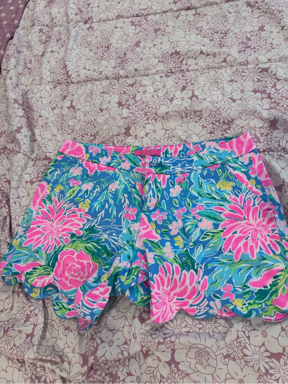 Lilly Pulitzer Pink Tropical Scalloped Hem Skort - Size 10